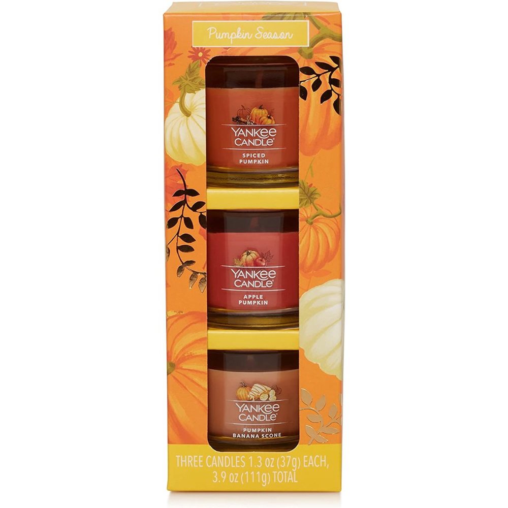 YANKEE CANDLE Pumpkin Season Lover Gift Set 3 Mini Candles NIB